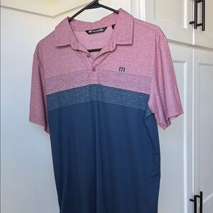 Men's Red and Blue Polo Shirt - M